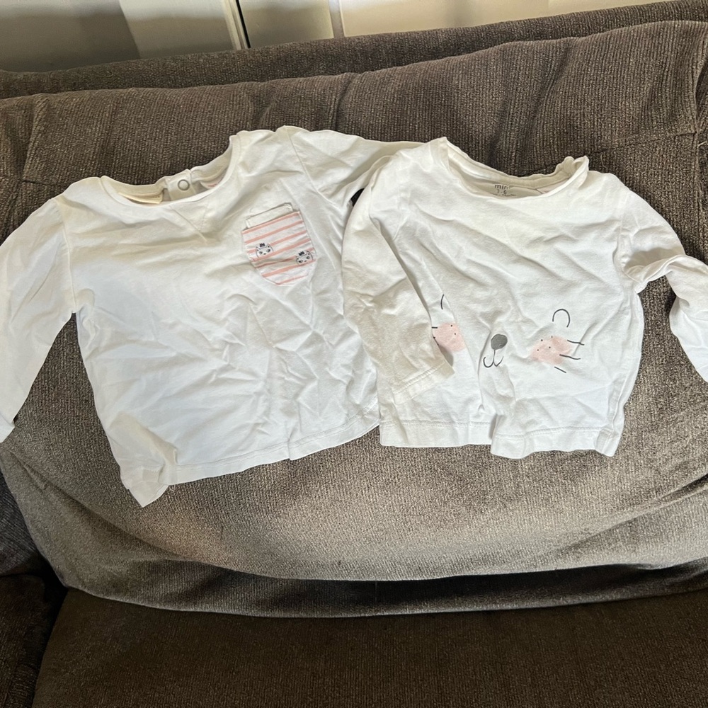 Zara White and Pink Long Sleeve Kids Tees